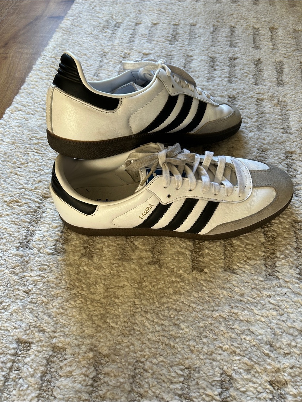 adidas White Sneakers with Black Stripes
